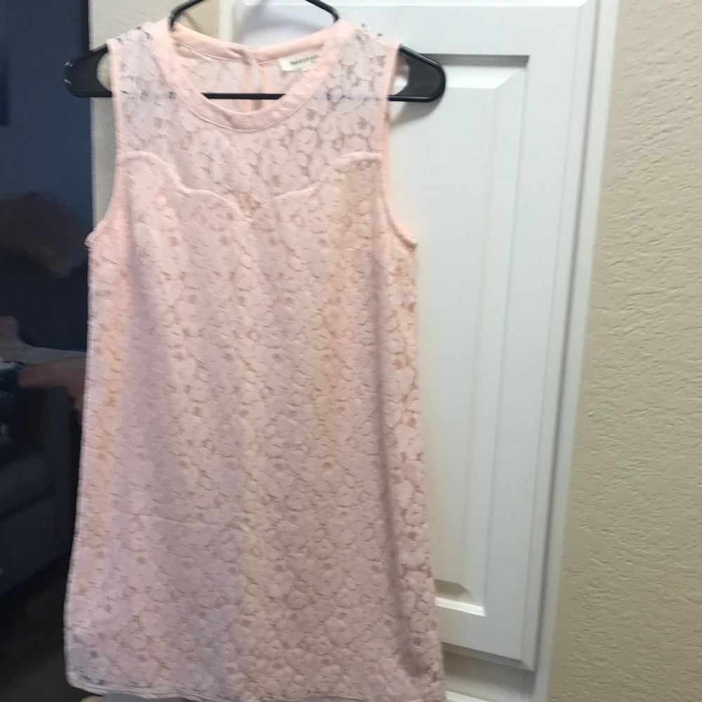 Monteau blush lace sleeveless dress